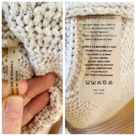 Margaret O’Leary Chunky Knit Cowl Neck Poncho Sweater, Short Sleeves sz. S - Picture 10 of 17